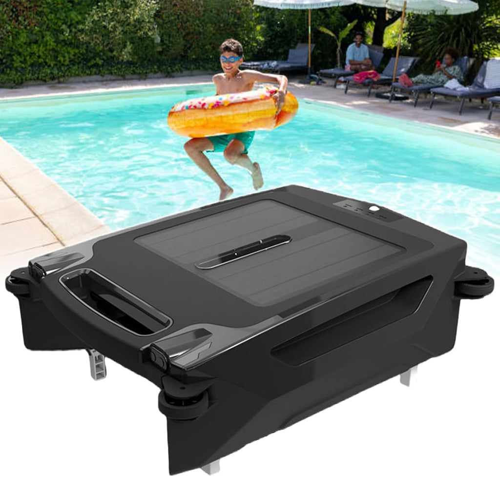 Solar Pool Skimmer Cleaner, Portable Floating Debris Pool Cleaner, Dual Charging Modes & Obstacle Avoidance, 2500 mAh Battery for Max Cleaning Area of 80 M², for Pool Parties