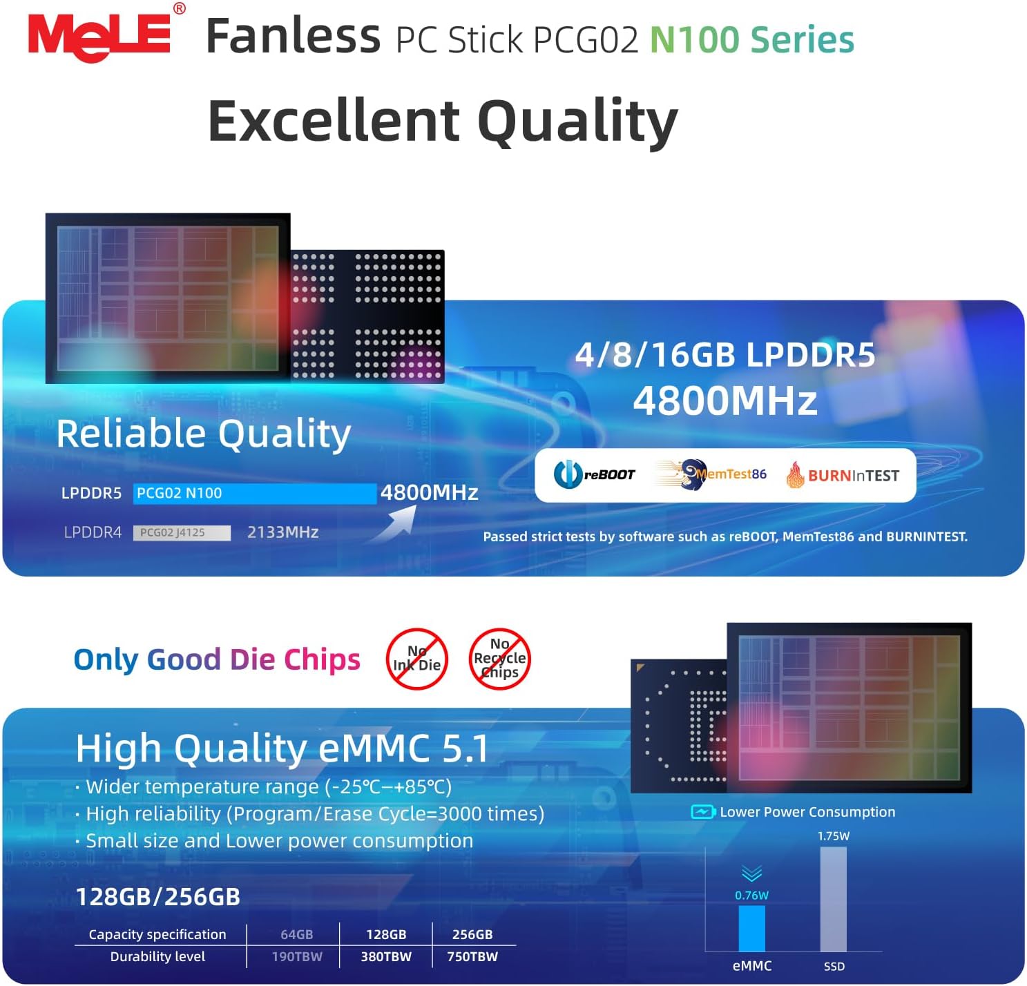 MeLE Fanless Mini PC Stick PCG02, N100 Compute Stick with Windows 11 Pro, 8GB 128GB Micro Desktop Computer, Full Functional USB-C, Gigabit Ethernet BT5.1 on Business Office Industrial IoT Home