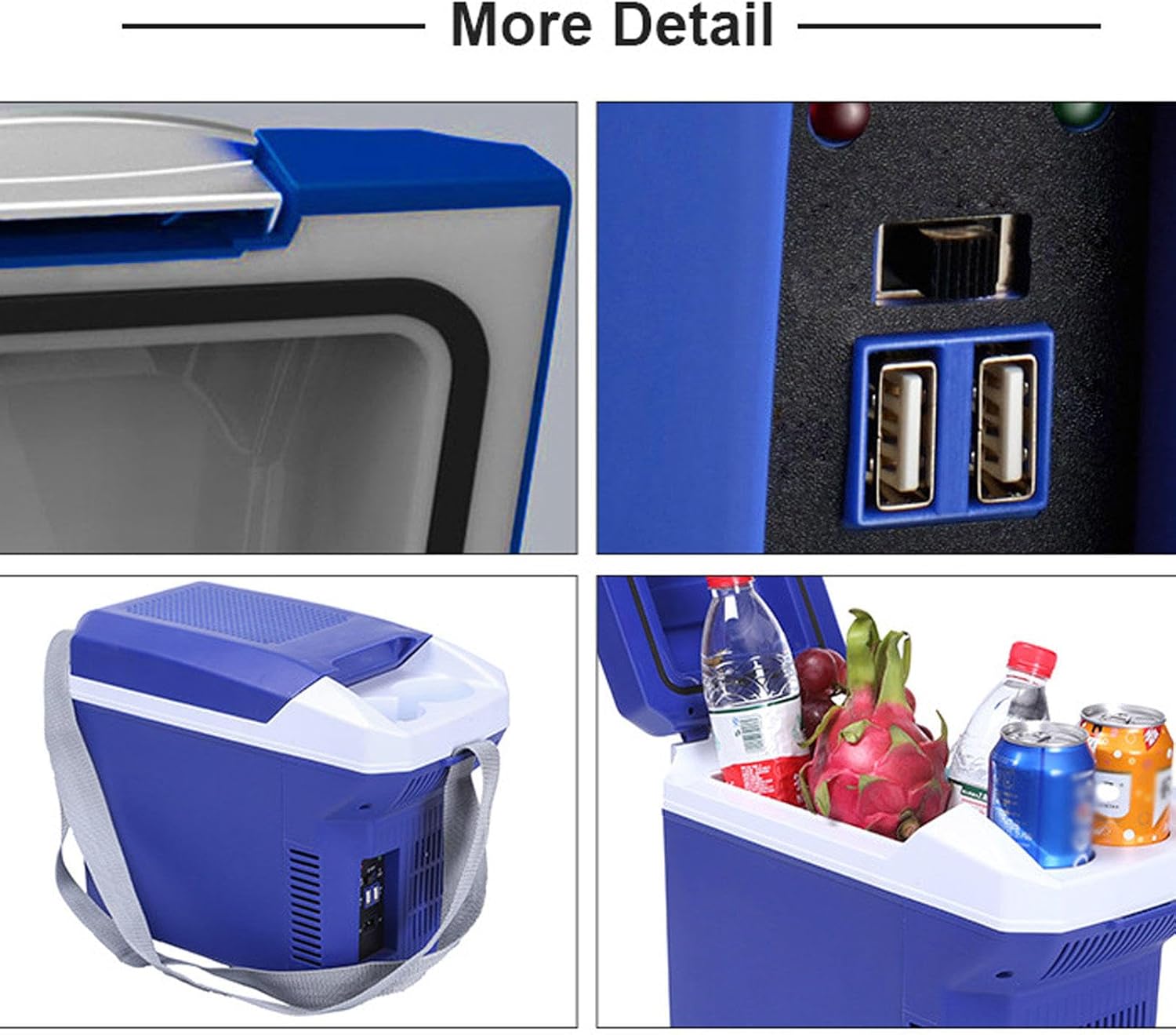 12V Personal Thermoelectric Portable Electric Cooler Warmer Fridge 8 Liter Capacity with 12V DC & 100-240V AC USB Mini Car Refrigerator for Beverage, Food, Home, Office and Car,Grey