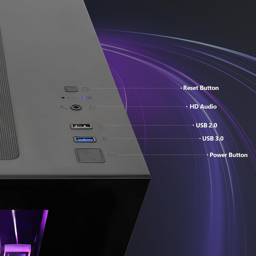 Ocean Park Black AI Gaming PC Gamer Desktop Computer, AMD Ryzen 7 9800X3D 8-Core 4.7GHz, RTX 5060 8GB, 16GB DDR5, 1TB PCIe SSD, 850W PSU, 360mm AIO & APP RGB Fan Control, Windows 11