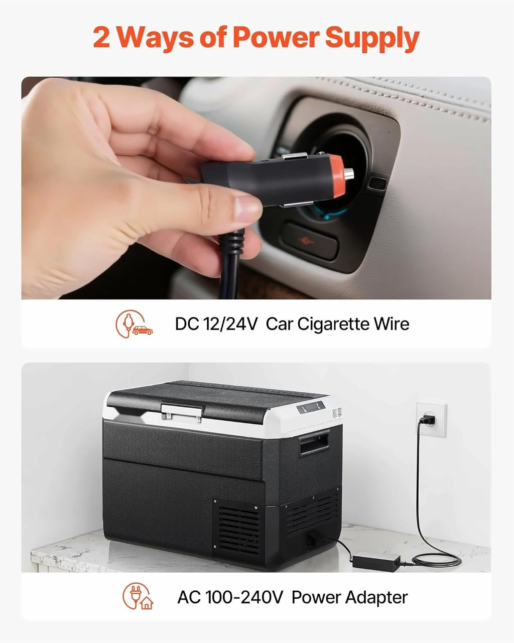 12 Volt Car Refrigerator 52.8QT, Portable Car Fridge Freezer -4°F~68°F, Electric Cooler for Camping, Travel, RV, 12/24V DC & 110-240V Compressor