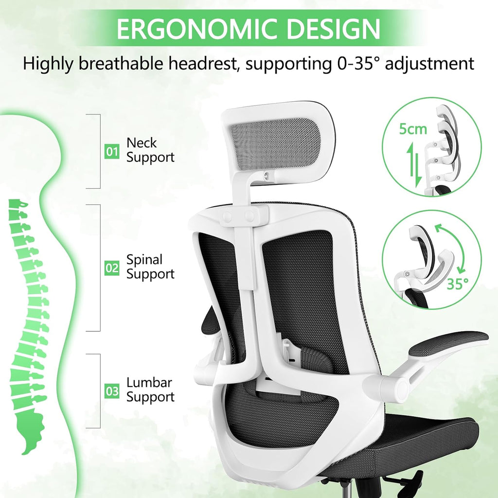 balmstar Office Chair Desk Chair, Ergonomic Mesh Computer Chair with 90-130° Recline & 360° Smooth-Rolling Casters, Lumbar Support Task Chair for Home Office, Comfortable for Women, Teens(B-Black)