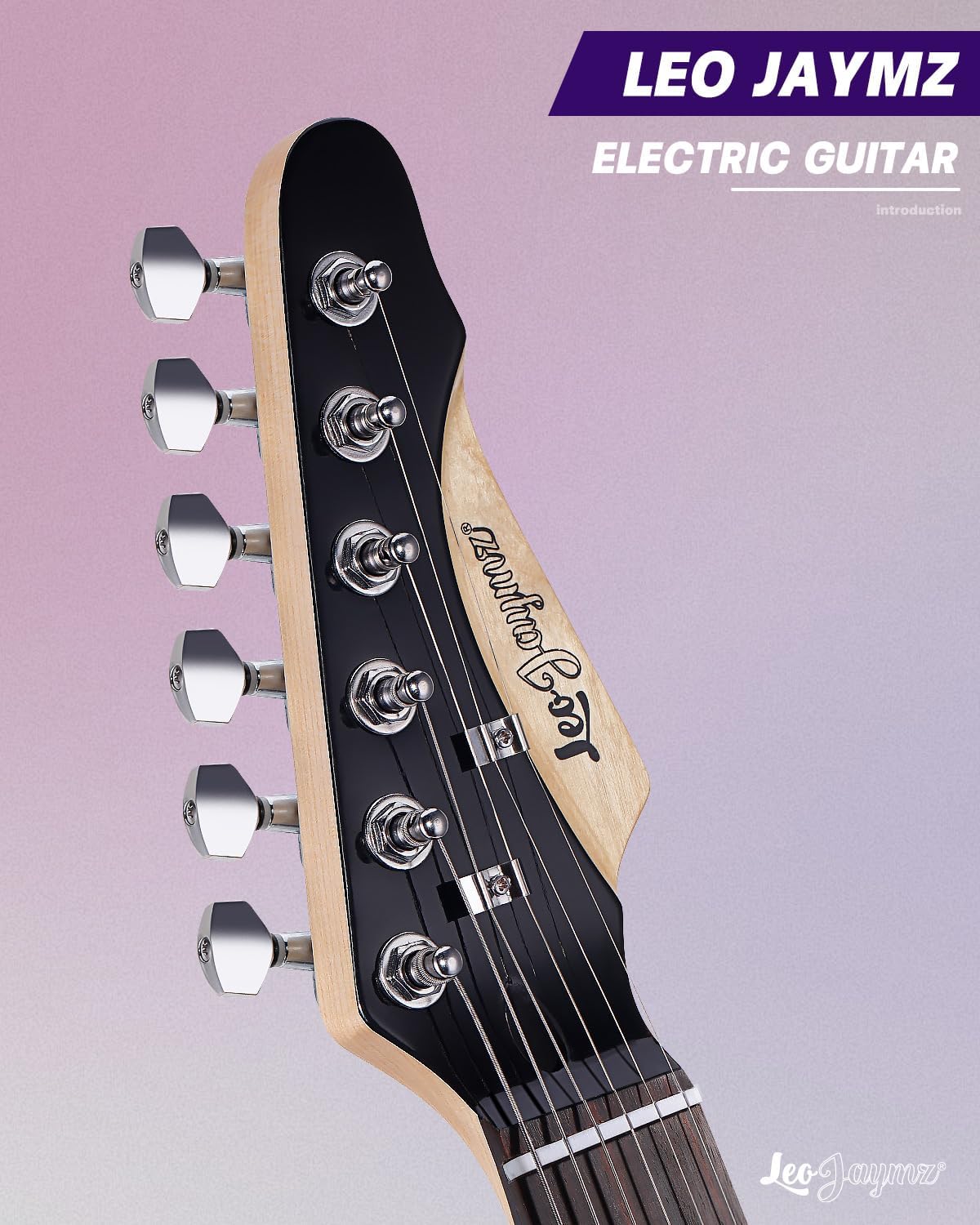 Leo Jaymz 39' Full Size ST Style Electric Guitar Starter Kit with SSH Pickup, 5W Portable Amp, Tuner, Gig Bag, Strap & Accessories (Violet Flame)