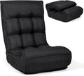LDAILY Moccha Folding Floor Chair, Adjustable Sofa Chair with 5-Position Headrest & 4-Position Backrest, Floor Gaming Chairs with Thicken Cushion, Padded Chaise Lounge for Bedroom, Living Room, Black