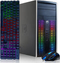 HP RGB Gaming PC Desktop Computer - Intel Quad I7 up to 3.8GHz, 16GB Memory, 128G SSD + 2TB, Radeon RX 580 8G, RGB Keyboard & Mouse, DVD, WiFi & Bluetooth, Windows 11 (Renewed)