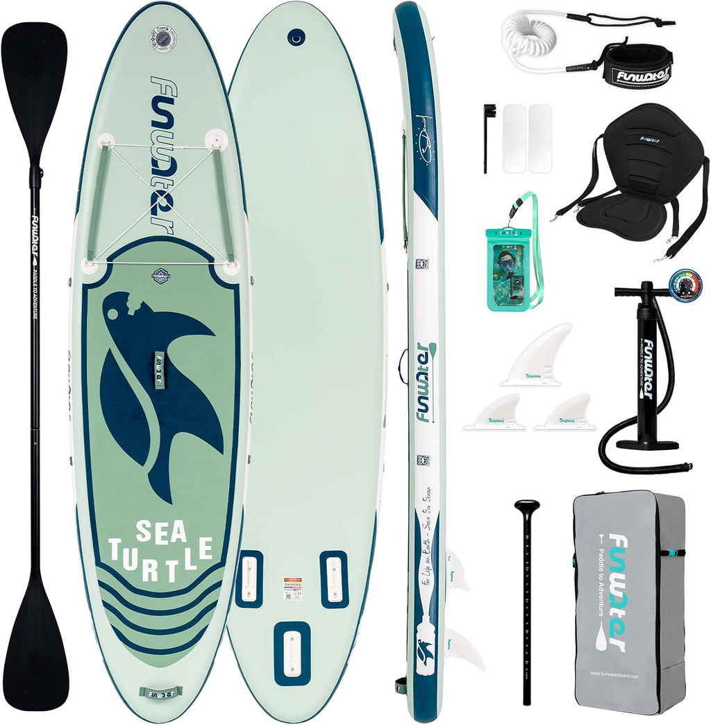 FunWater Inflatable Stand Up Paddle Board with Premium SUP Paddleboard Accessories, Anti-Slip EVA Deck, 11'6''/11'/10'6'' Paddle Boards for Adults & Youth of All Skill Levels