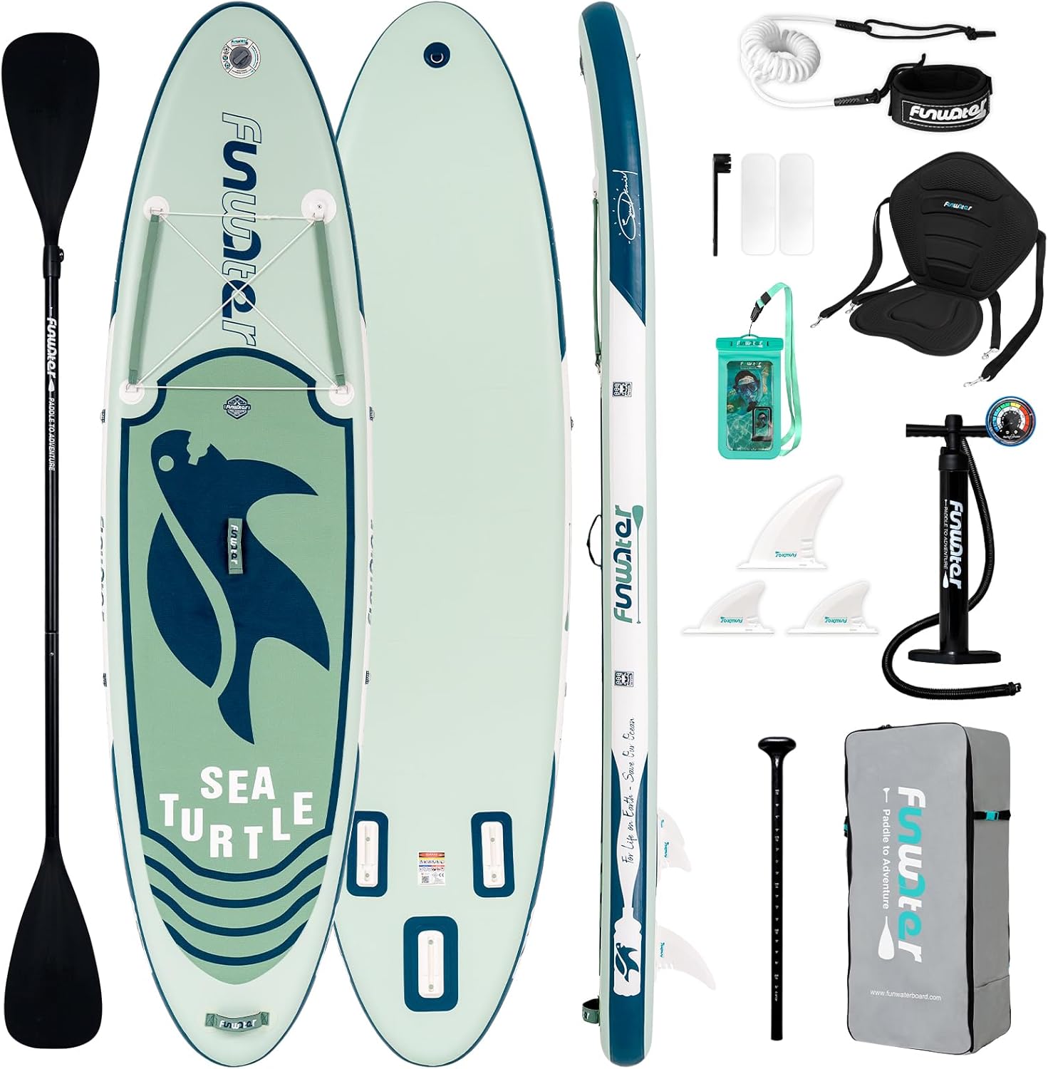 FunWater Inflatable Stand Up Paddle Board with Premium SUP Paddleboard Accessories, Anti-Slip EVA Deck, 11'6''/11'/10'6'' Paddle Boards for Adults & Youth of All Skill Levels