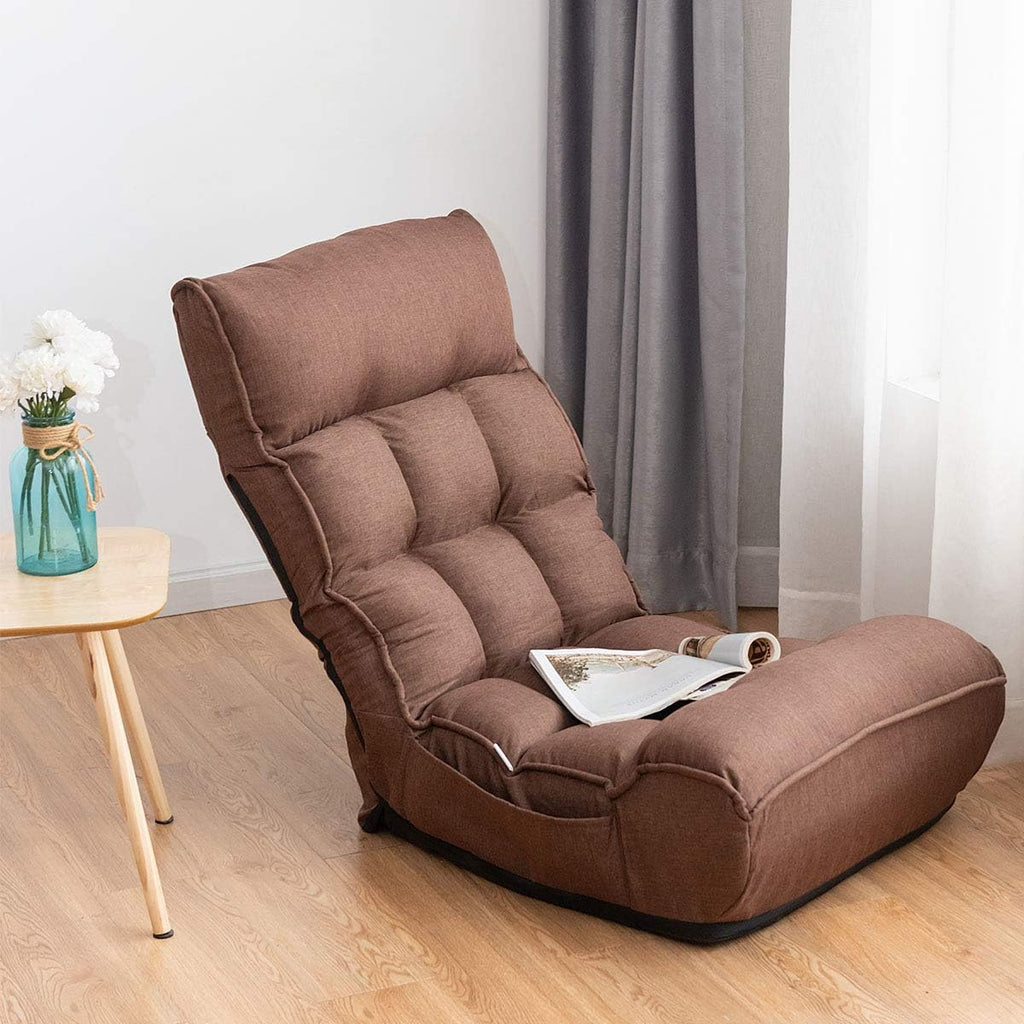 ARLIME 4-Position Adjustable Floor Chair, Armless Gaming Chair w/Back Support & Soft Cushion, Memory Foam Floor Lazy Sofa for Gaming, Reading, Meditating (Coffee)