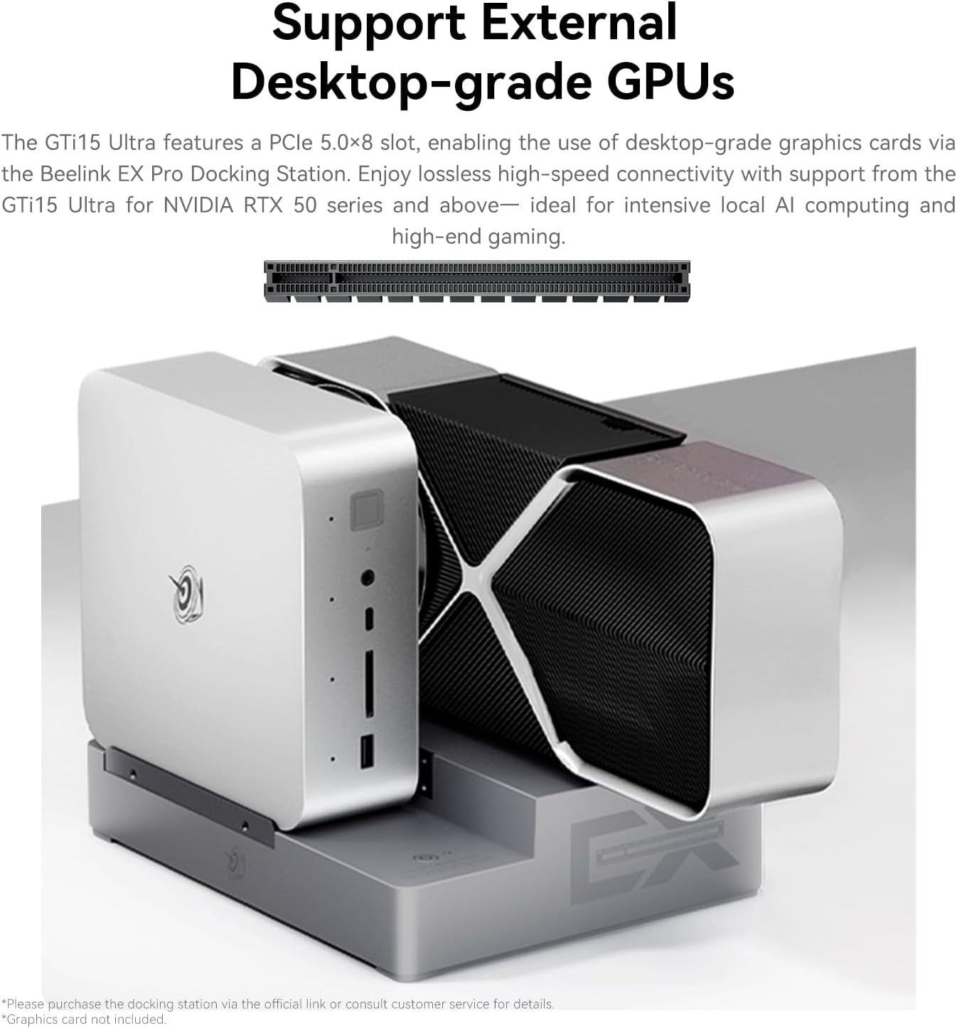 Beelink GTI15 Mini PC with Intel Core Ultra 9 285H(16C/16T), 64GB DDR5 1TB NVMe M.2 SSD Triple Display Output WiFi7, Bluetooth 5.4, 10G Dual LAN W-11 Gaming Business Mini PC