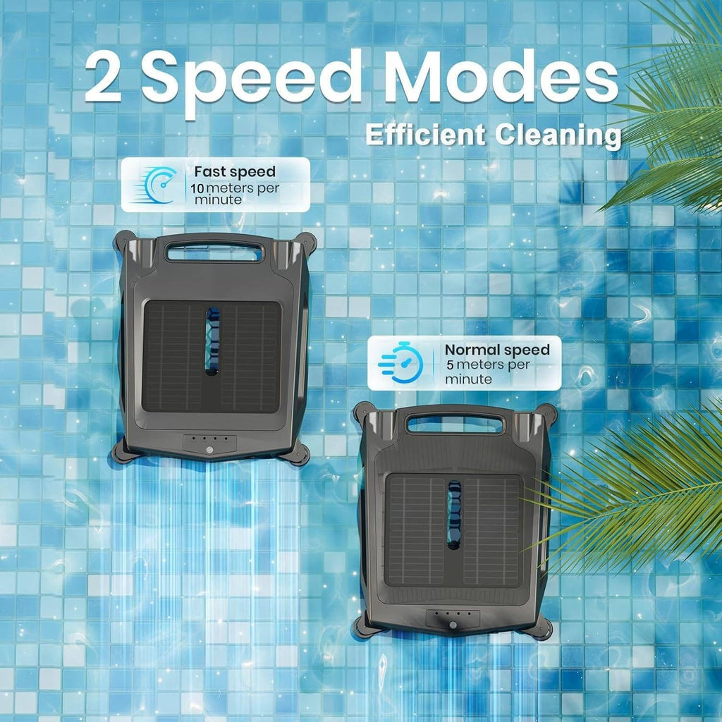 Automatic Solar Pool Skimmer Robot, 27/4 Full Day Robotic Pool Skimmer Cleaner Cordless Pool Cleaning Robot, 3.4L Large Capacity, for Most Swimming Pool Types