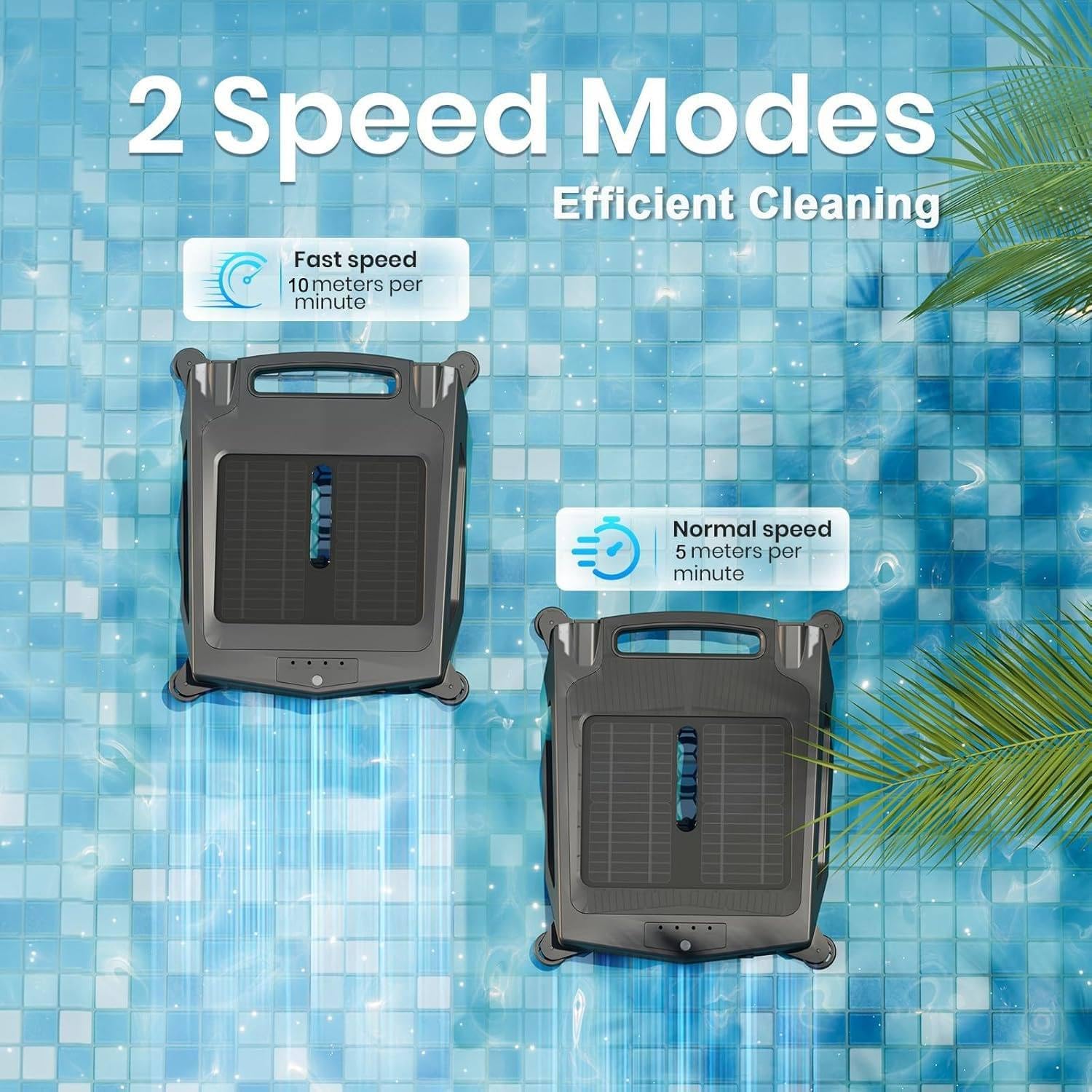 Automatic Solar Pool Skimmer Robot, 27/4 Full Day Robotic Pool Skimmer Cleaner Cordless Pool Cleaning Robot, 3.4L Large Capacity, for Most Swimming Pool Types