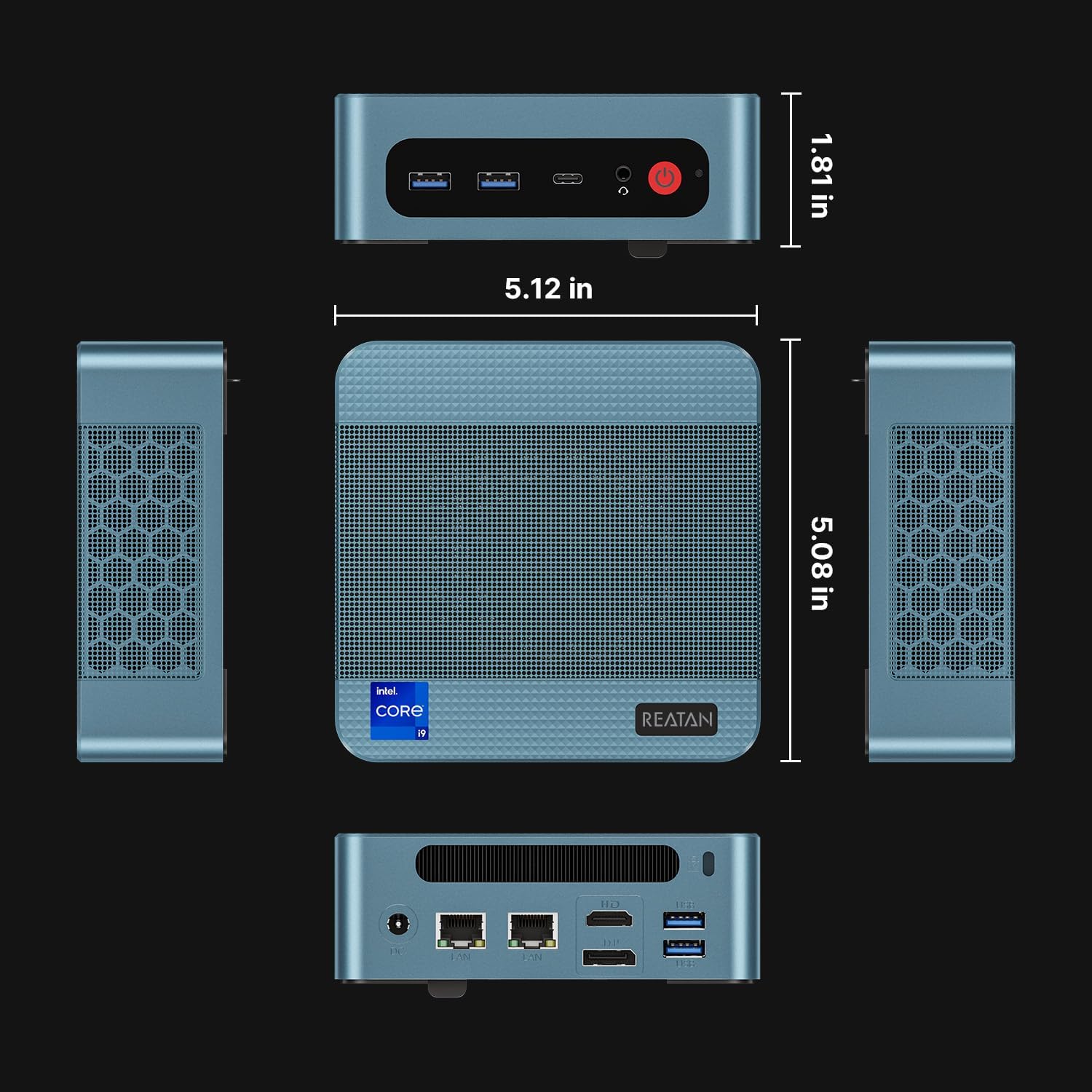 ReatanThunderbolt 4 Intel Mini Gaming PC Core i9-12900H 32GB DDR5 1TB SSD 4800 MHz RAM, Desktop Mini Computers Triple 4K Display, 2.5Gbps LAN, HDMI 2.1, Wi-Fi 6/BT5.2