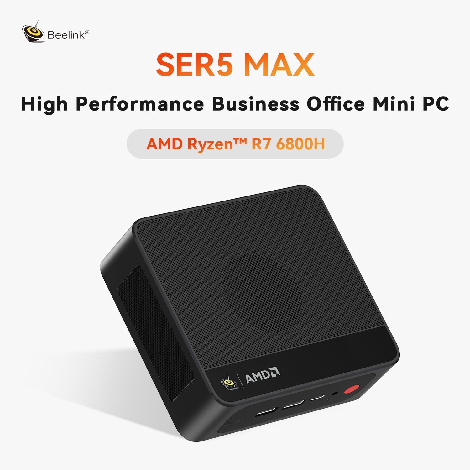 Beelink SER5 Max Mini PC, AMD Ryzen 7 6800H (up to 4.7GHz, 8C/16T), 32G LPDDR5 RAM 500GB M.2 PCIe4.0 SSD Mini Desktop Computers, Micro PC 4K Triple Display/WiFi 6/BT5.4/Win11 Pro, Office/School/Gaming