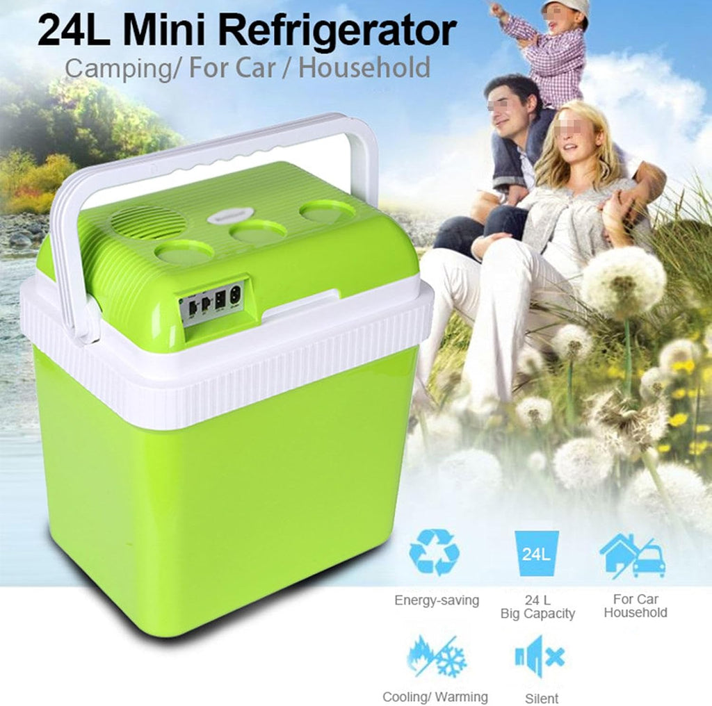 Car Refrigerator, Electric Cooler & Warmer with Handle 24 Liter Capacity Portable Thermoelectric Fridge for Car, RV, Truck, Van, Boat for Camping, Travel, Fishing Outdoor,B