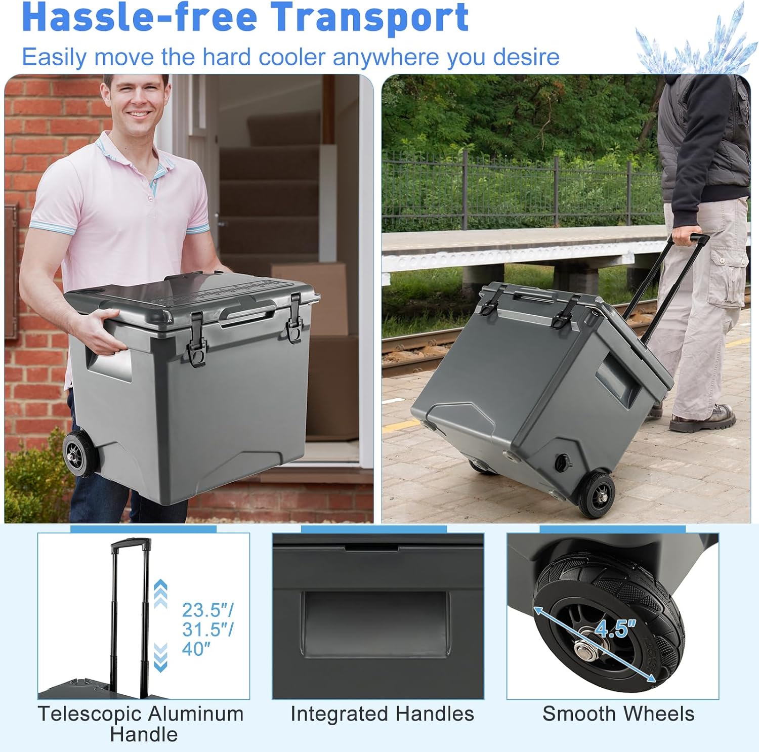 Goplus Cooler with Wheels, Insulated Large Ice Chest with Portable Handles, Cup Holders, Leak-Proof Tight Latches, 5-7-day Ice Retention, Heavy Duty Hard Coolers for Beach Camping Boat