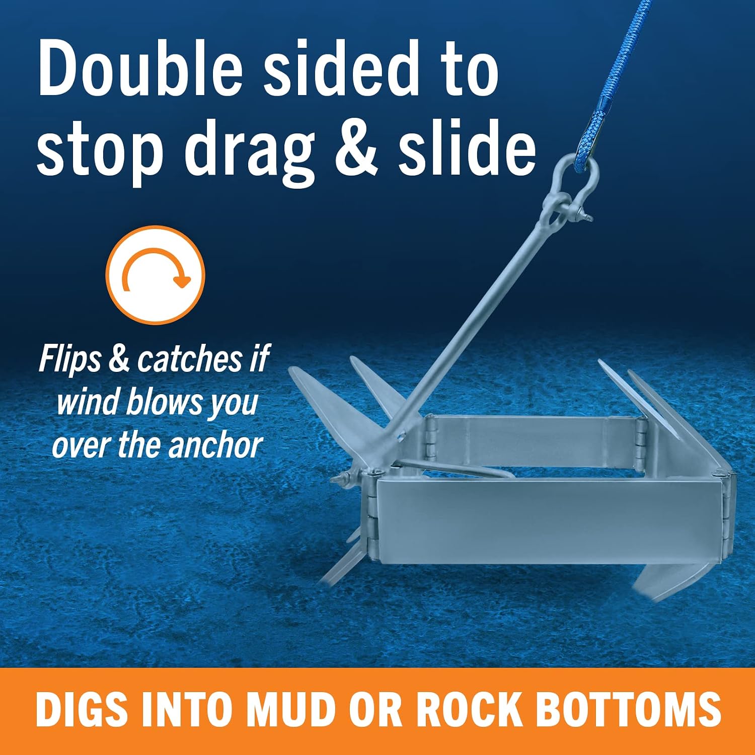 Better Boat Box Anchor for Boats, Folding Boat Anchor Hot Dip Galvanized, Double Sided Slide Anchor for Pontoon Fishing and Cabin Cruiser, Multiple Sizes
