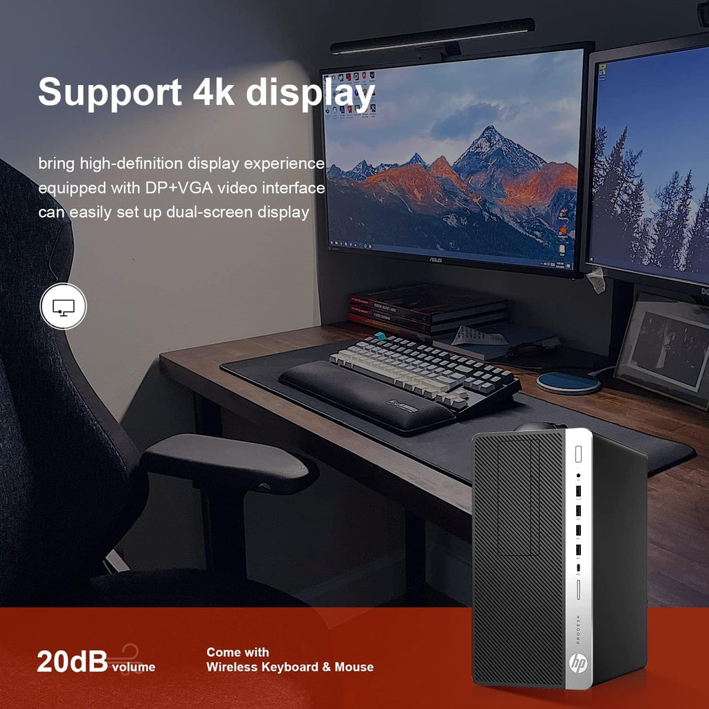 HP ProDesk 600 G3 Mini Tower Desk top PC i7-6700 Up to 4.00GHz 32GB RAM 512GB SSD + 1TB HDD HDMI Built in Wi-Fi & BT DVD-RW Dual Monitor Support Wireless Keyboard & Mouse Windows 11 (Renewed)
