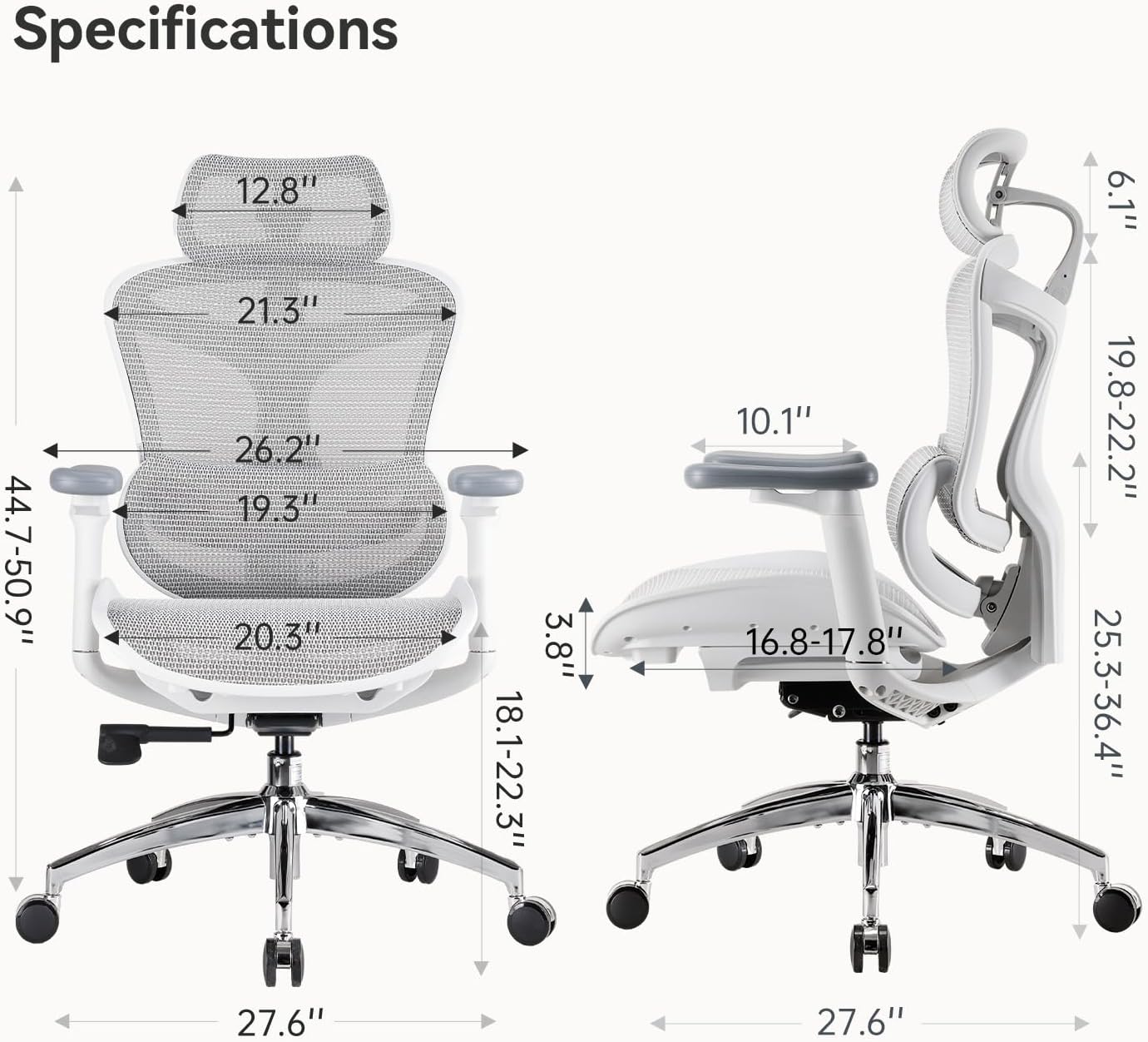 SIHOO Doro C300 Ergonomic Office Chair with Ultra Soft 3D Armrests, Dynamic Lumbar Support for Home Office Chair, Adjustable Backrest Desk Chair, Swivel Big and Tall Computer Chair (Grey)