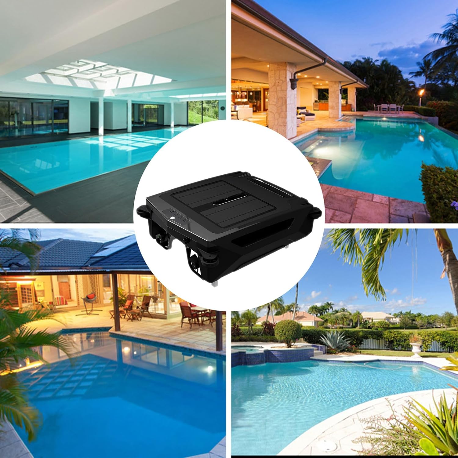 Pool Surfa-ce Cleaning Robots with Dual Charging Mode, Cordless Auto-Cleaning, Intelligent Steering Function, Easy to Clean Skimmer Basket