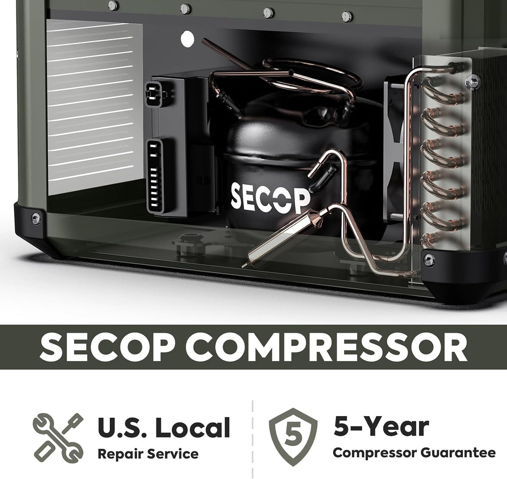 ICECO VL75ProD Portable Refrigerator with Battery, 12v Dual Zone Freezer Powered by SECOP, 75L 12V Fridge, 0°F-50°F, Reversible Lid&APP Control, Dual USB 12/24VDC&110-240VAC, For RV| With Battery