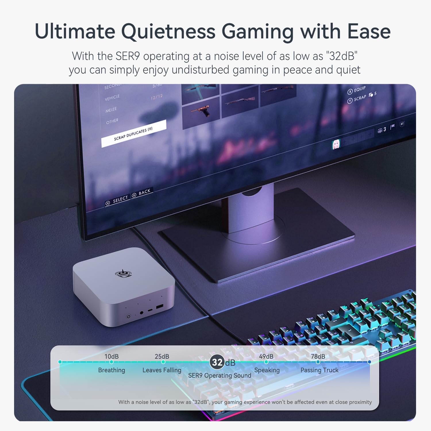 Beelink SER9 Pro Mini Desktop PC with AMD Ryzen AI 9 HX 370 12C/24T, 32GB LPDDR5X 1TB NVMe M.2 SSD, Triple Display Output, USB4, 2.5G RJ45, Bluetooth 5.2 W-11 Mini Gaming Computer(Gray/Sliver)