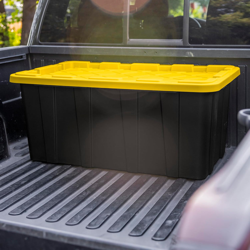 Sterilite 8-Pack Industrial Tote, Plastic Storage Container Bins with Lids, 38 Gallon - Heavy-Duty Organizing Containers for Closet, Bathroom, and Office