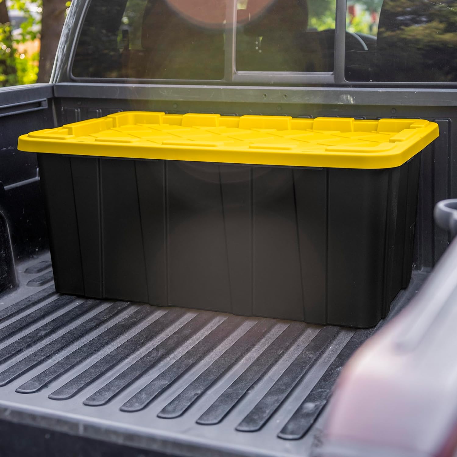 Sterilite 8-Pack Industrial Tote, Plastic Storage Container Bins with Lids, 38 Gallon - Heavy-Duty Organizing Containers for Closet, Bathroom, and Office