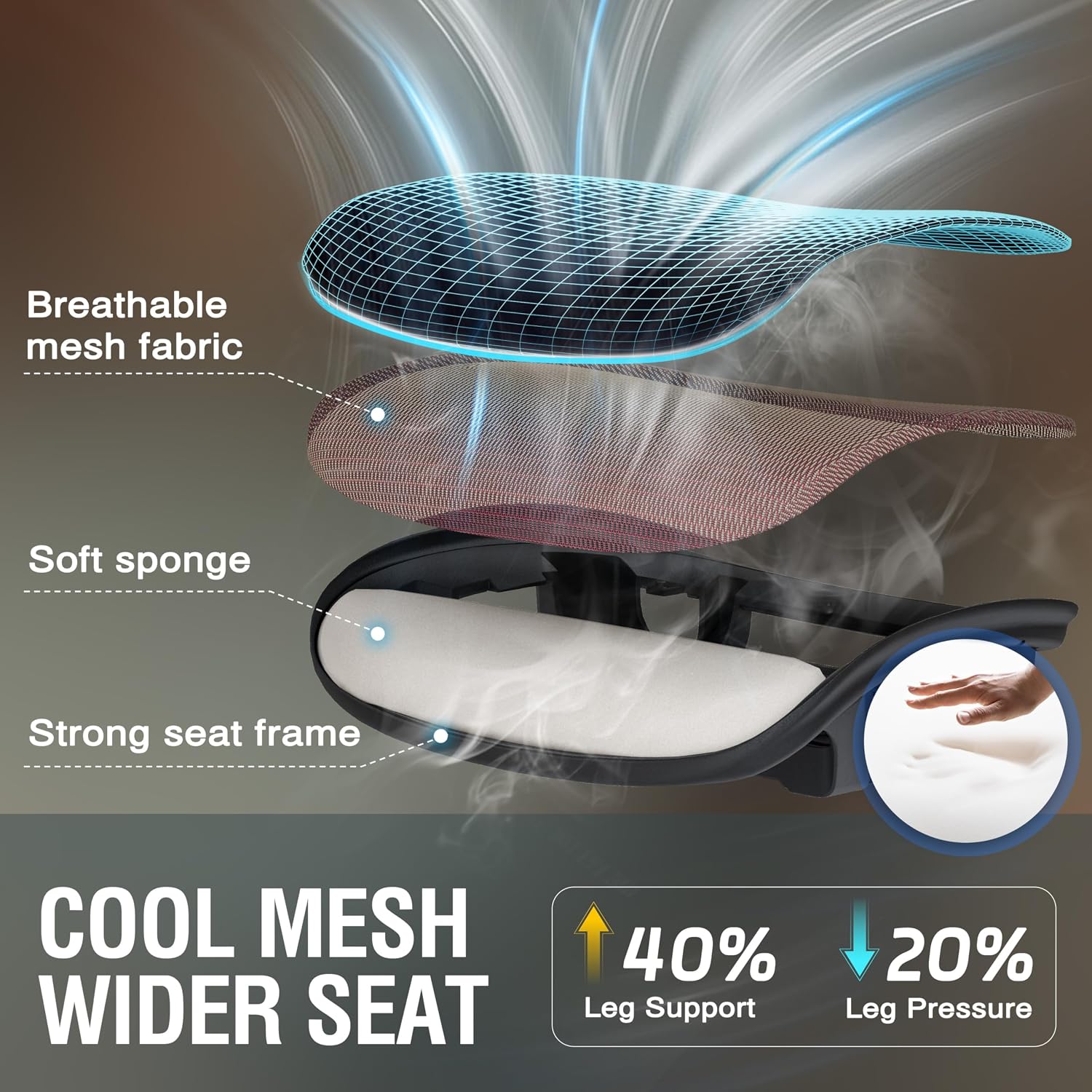 ELABEST Mesh Office Chair,Ergonomic Computer Desk Chair,Sturdy Task Chair- Adjustable Lumbar Support & Armrests,Tilt Function,Comfort Wide Seat,Swivel Home Office Chair (Red)