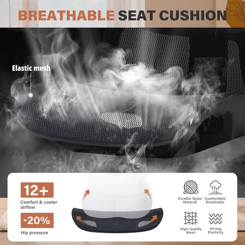 High Back Mesh Ergonomic Office Chair with 3D Lumbar Support, Adjustable Headrest & Backrest, 5D Armrests, Footrest, Swivel Computer Desk Chair with Heavy Duty Metal Base, 400lbs Weight Capacity