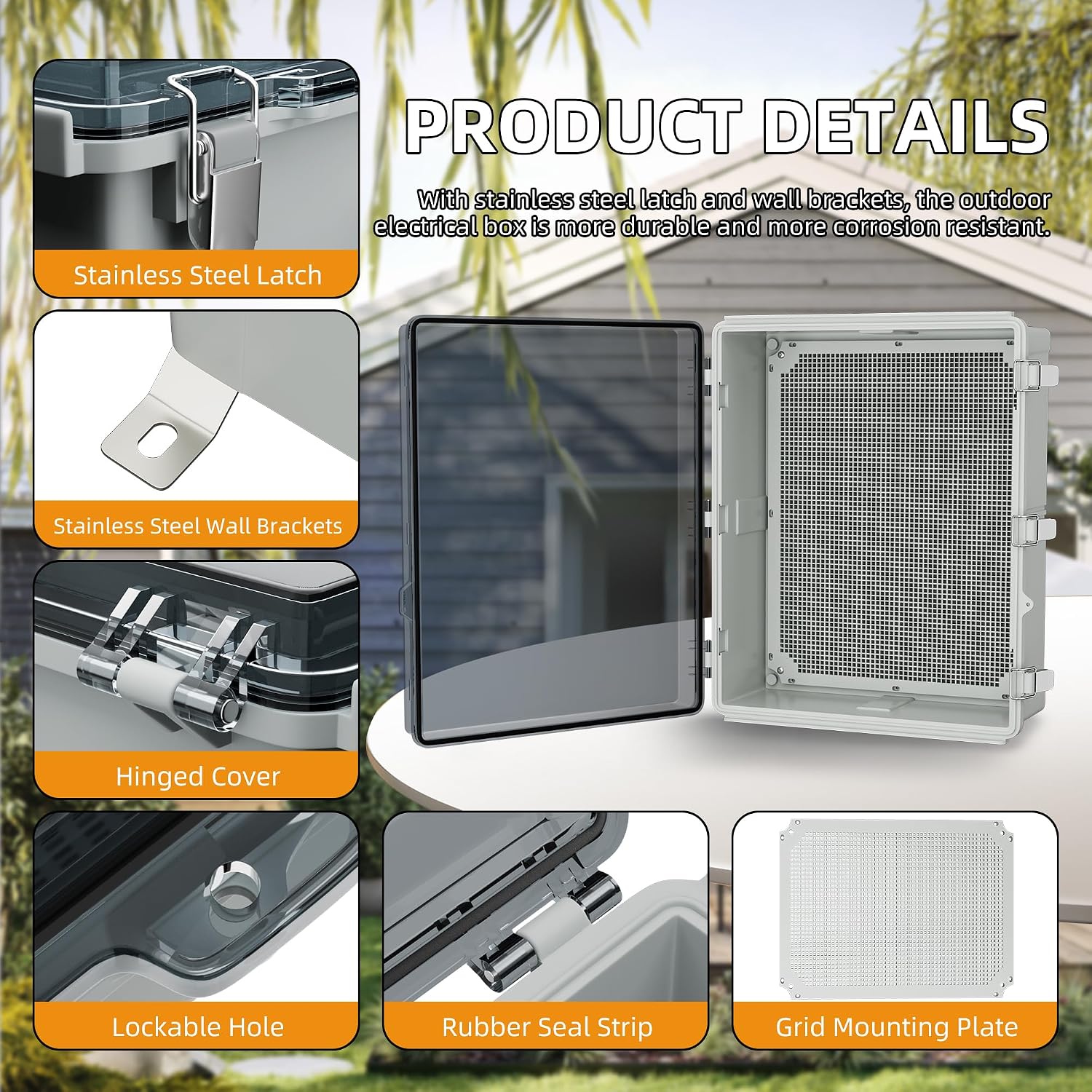 Joinfworld Outdoor Cable Box Enclosure 19.7x15.7x7.9 Waterproof Junction Box Outdoor Clear Nema 4 Electrical Box for WiFi Router Breaker Solar Electronics