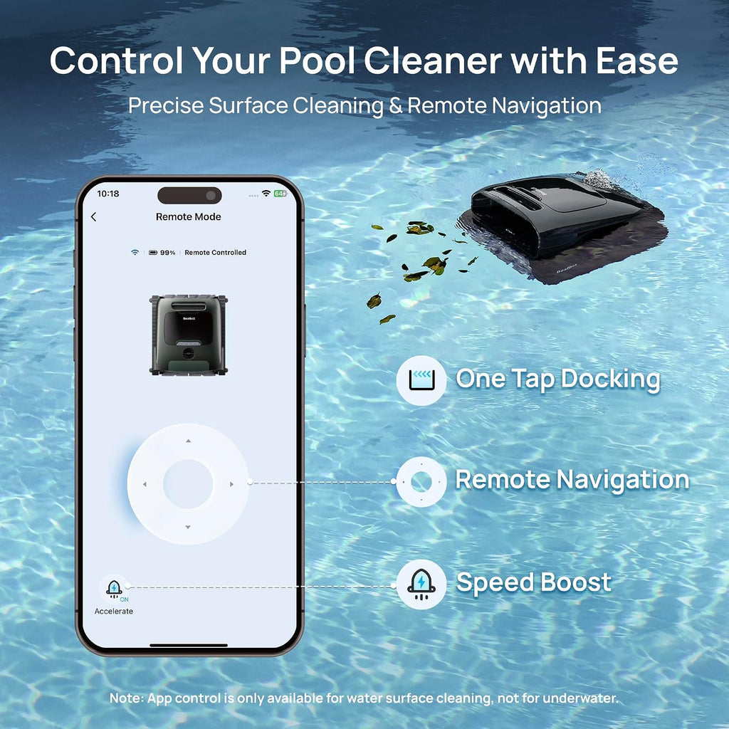 Beatbot AquaSense 2 Pro Pool Vacuum Robot with Clarifying Agent Kit-Unmatched 5-in-1 Cleaning, Clean Water Surface with Remote Navigation, Surface Parking, Clarifies Water, for Pools up to 3,875 Sq.ft