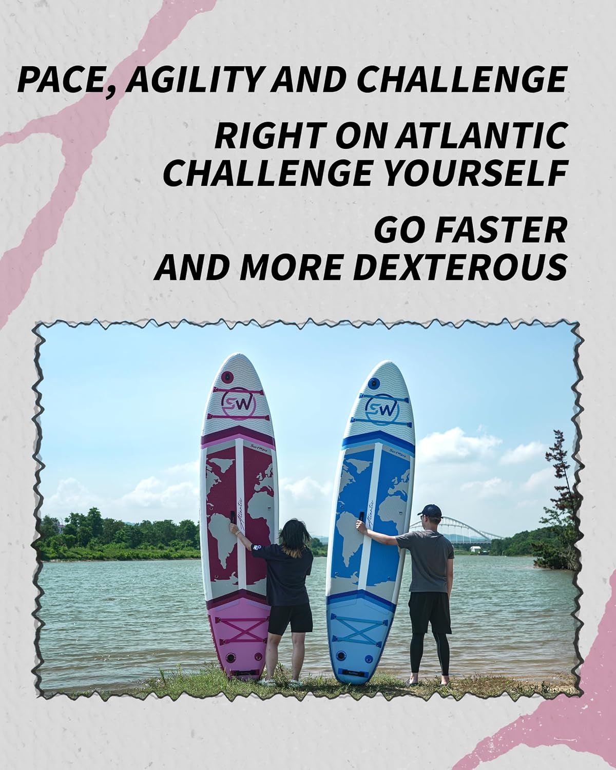 Inflatable Stand Up Paddle Board with SUP Accessories, 11'x34 x6 Surf Board with Stable Wide Deck and 3PCS Adjustable Paddle for Adults, Kids, Beginners