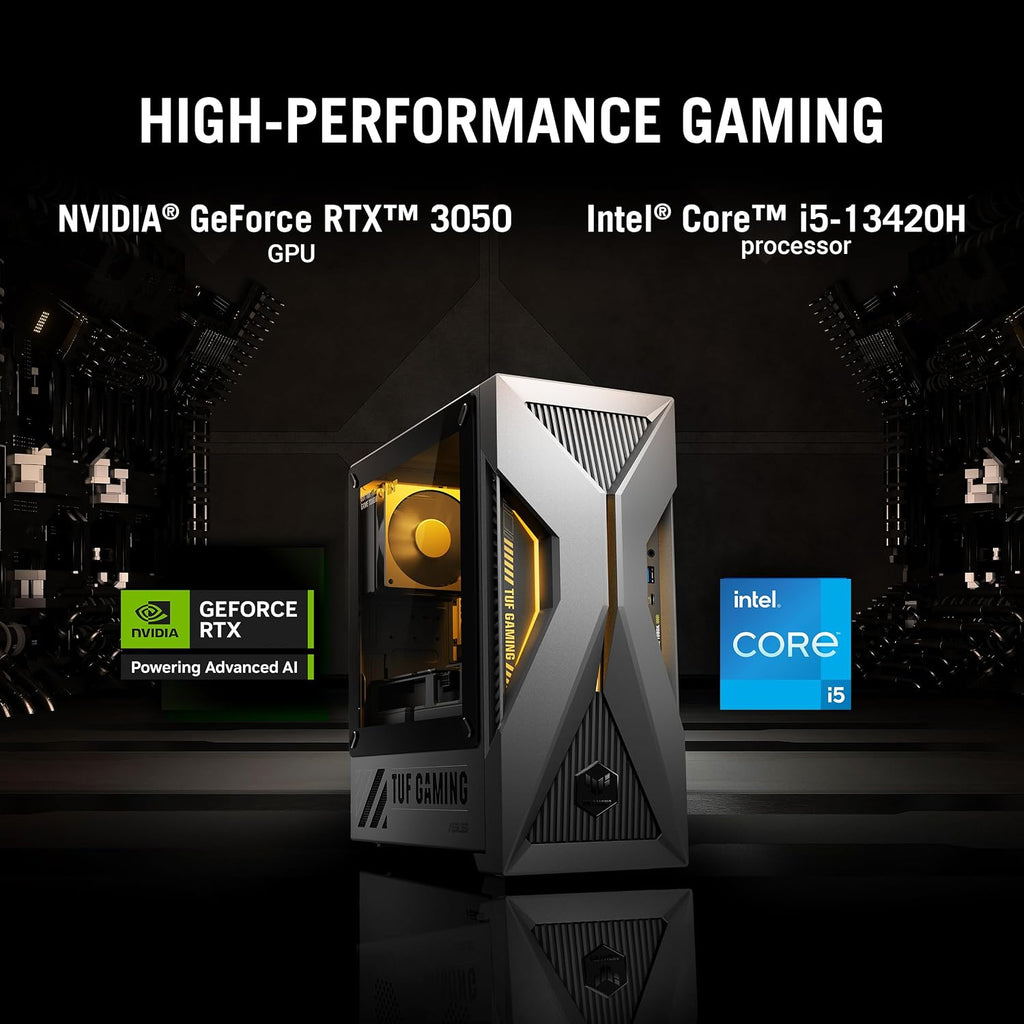 ASUS TUF T500 (2025) Gaming Desktop PC, Intel® Core™ i5-13420H Processor, NVIDIA® GeForce RTX™ 3050, 512GB M.2 NVMe™ PCIe® 4 SSD, 16GB DDR5 RAM, Windows 11 Pro, T500MV-DS553