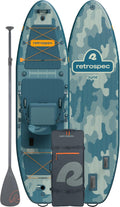 Retrospec June Inflatable Fishing Paddle Board 11'6' with Removable Seat – Puncture-Resistant Paddle Board for Fishing with Rod Holders, Non-Slip Deck Pad & Accessories