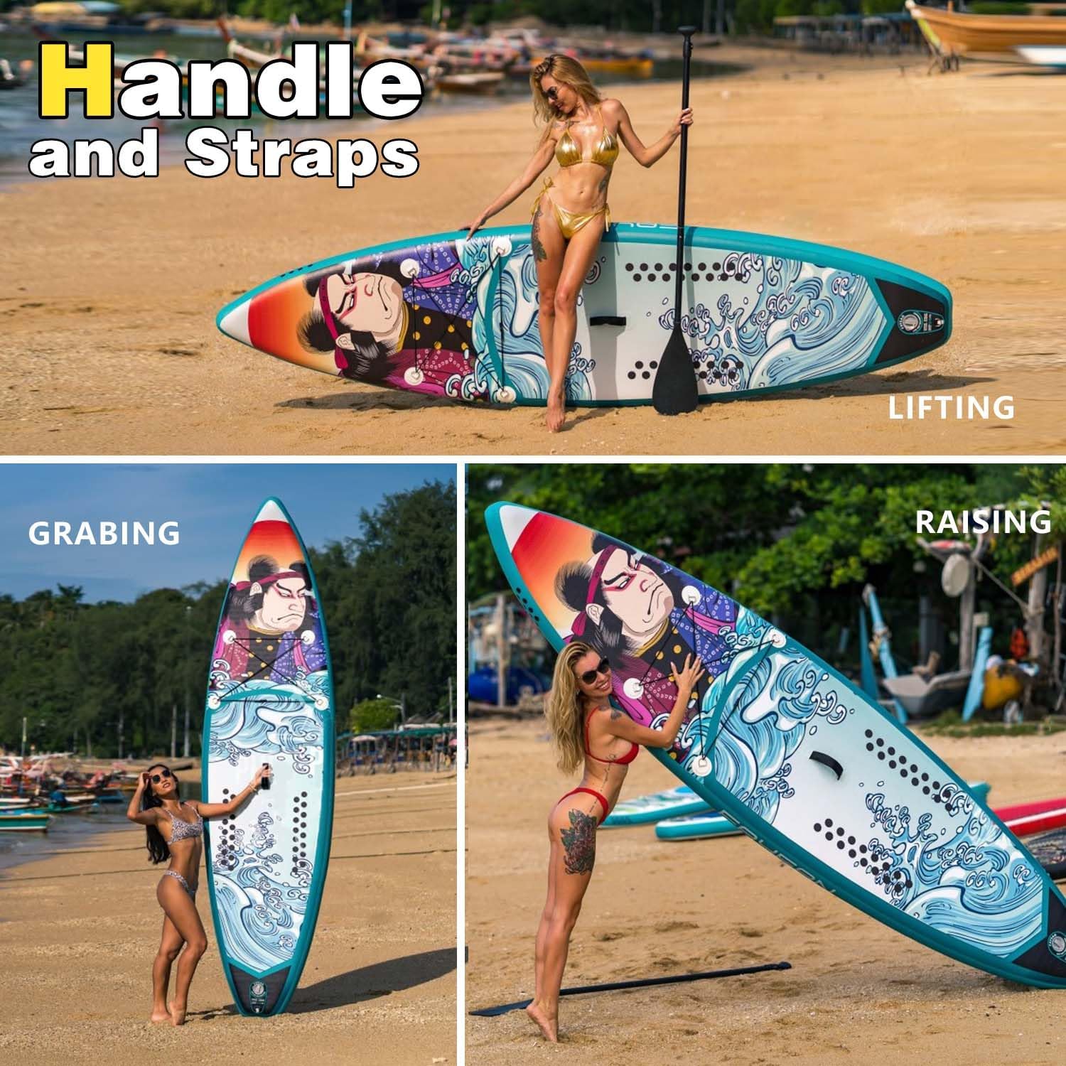 Inflatable Paddle Board,Extra Wide 10.6'/11' Stand Up Paddle Board with Sup Accessories,400lbs Capacity for Family with Safety Leash, All Skill Levels Sup for Yoga,Fishing,Surfing