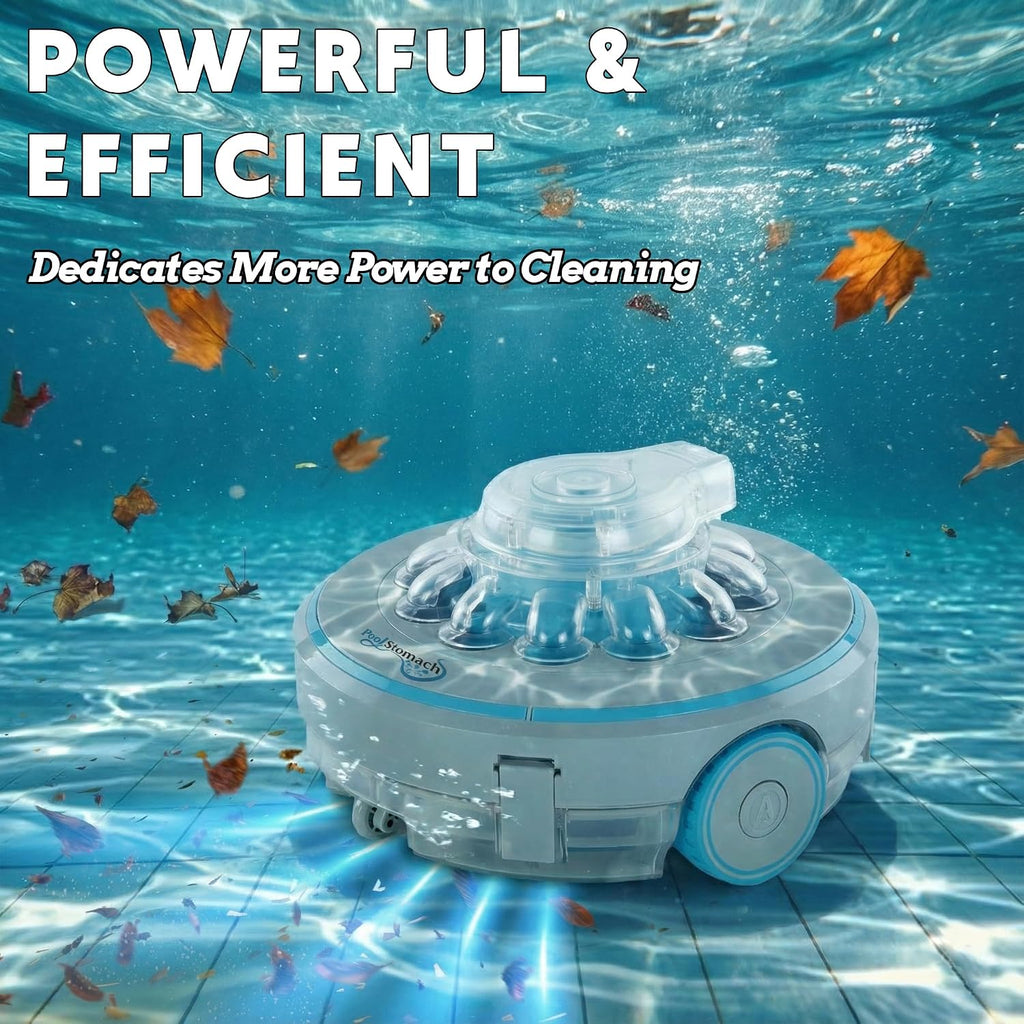 Cordless Pool Vacuum for Above Ground Pool, Robotic Pool Cleaner with Strong Suction, Auto Return with Smart Sensor, Dual Filters, Self Parking Technology US Patent Pool Stomach 60