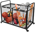 heodmaem Ball Cart Storage for Garage Compatible with Optional Divider, Extra Large Basketball Cage Bin for Indoor Outdoor, Heavy Duty Sports Equipment Organizer for Gym, School,Club
