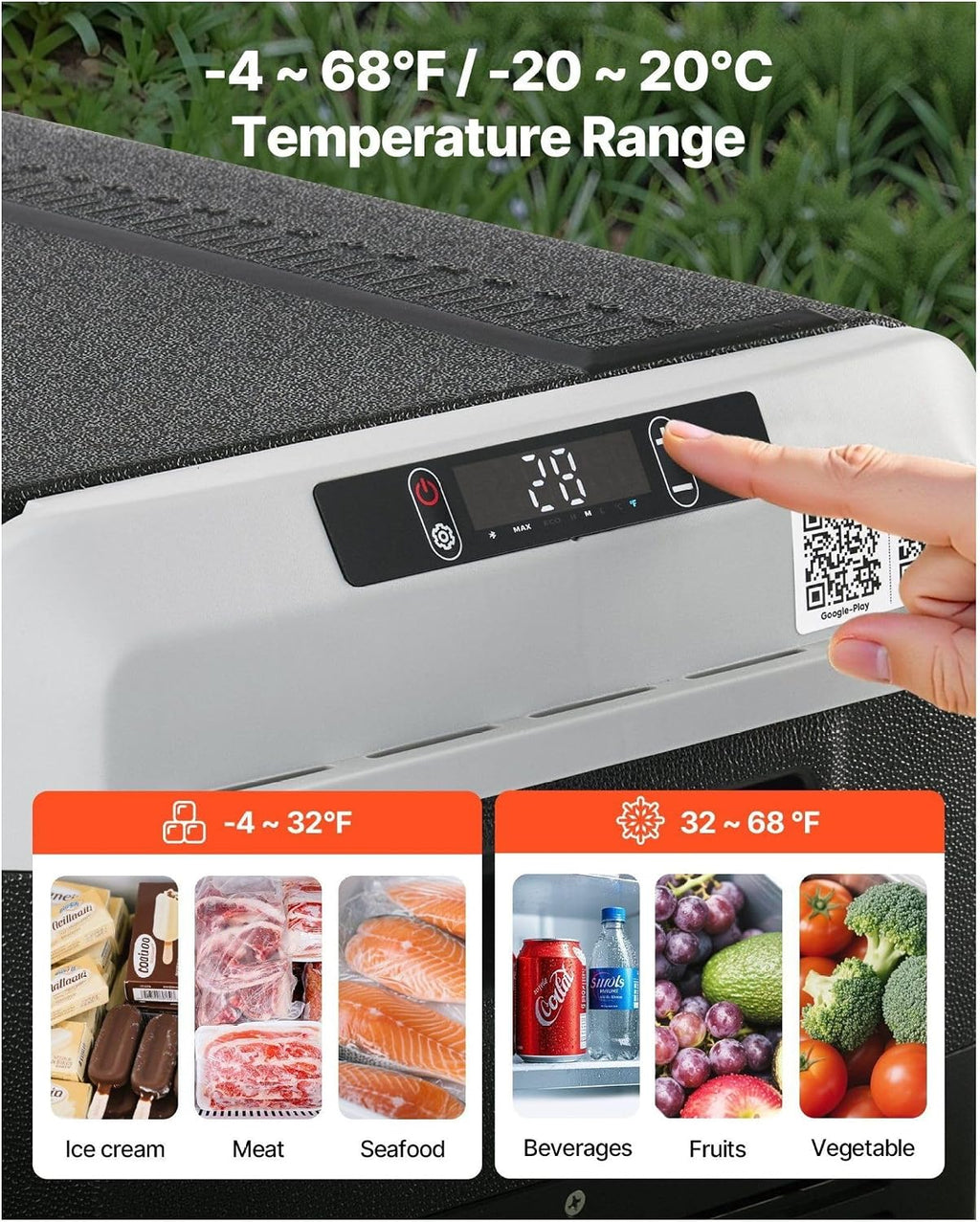 12 Volt Car Refrigerator 63.4QT, Portable Fridge Freezer, -4°F~68°F, 12/24V DC & 110-240V, Compressor Cooler for Camping, RV, Travel with Wheels