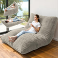 3 in 1 Giant Bean Bag Chair, Convertible Bean Bag Bed for Adults and Kids, Oversized Comfy Memory Foam Floor Sofa with Machine Washable Cover for Living Room, Bedroom & Dorm(Taupe)