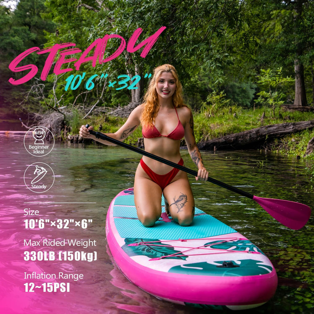 Inflatable Stand Up Paddle Board 10'6' All-Around SUP Kit - Lightweight (16 lbs), Stable & Durable, Camera Mount & Complete Accessories - SUP Board for Beginners & All Skill Levels