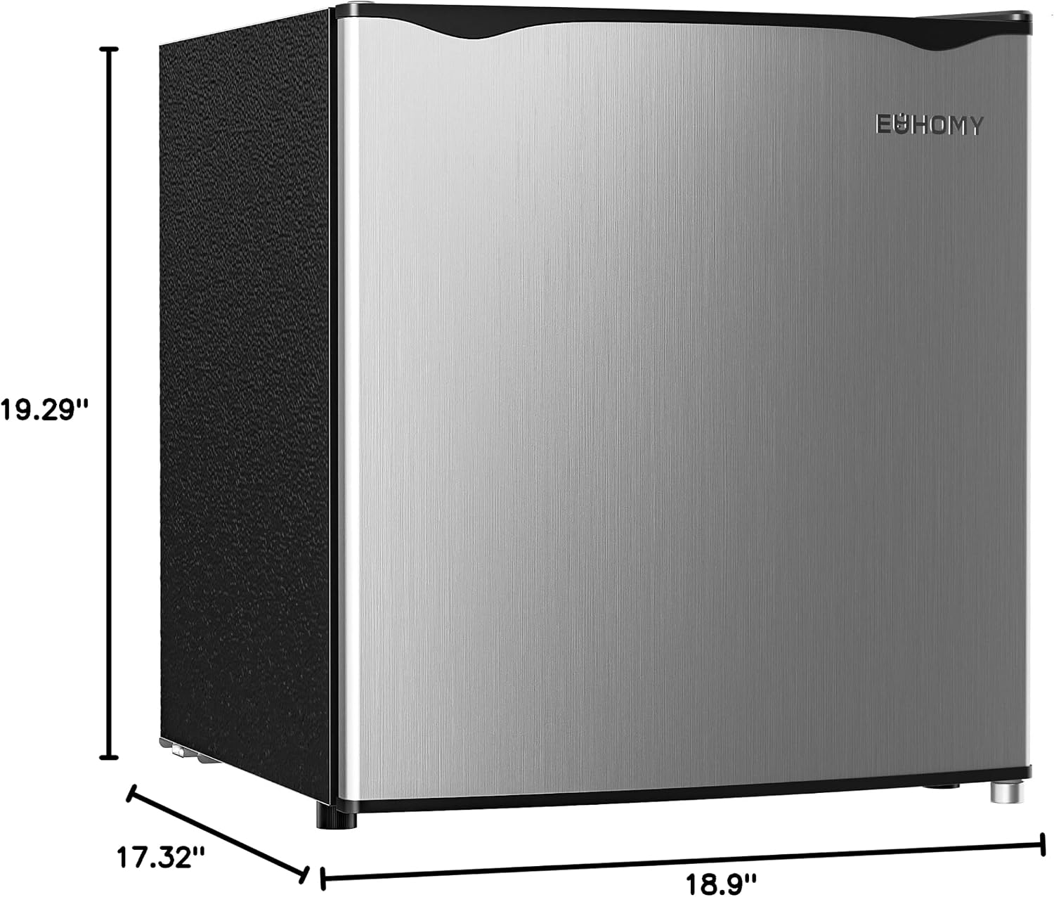 EUHOMY 1.7 Cu.Ft Mini Fridge, Reversible Single Door Compact Refrigerator, Adjustable Thermostat, Energy Saving, Mini Fridge for Bedroom, Office, Dorm, Silver