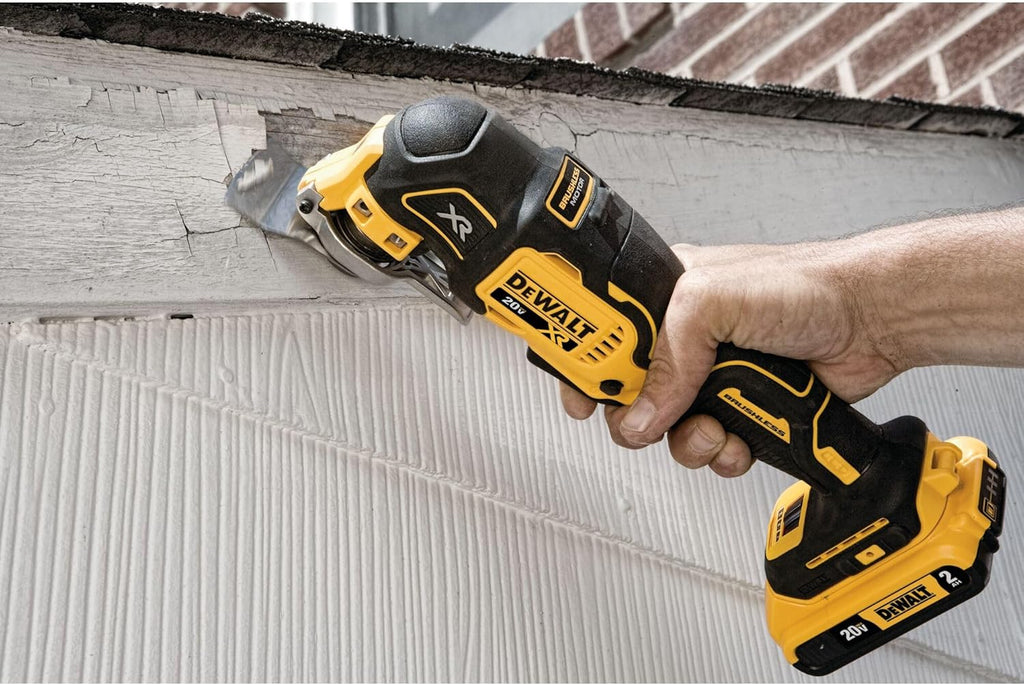 DEWALT 20V MAX XR Oscillating Multi-Tool Cordless, Variable Speed Brushless Motor Multitool with LED Light, Extended Runtime, Includes Two Wood Cutting Blades, Tool Only (DCS356B)