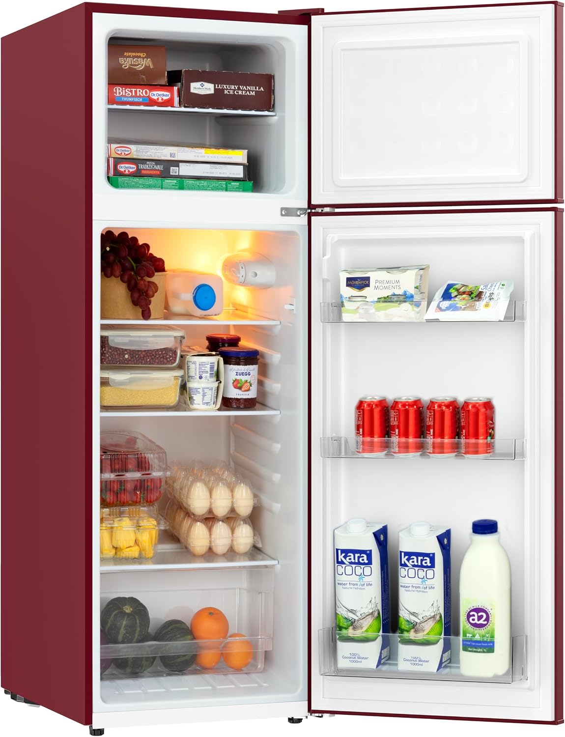 Frigidaire Retro Apartment Size Refrigerator with Top Freezer - 2 Door Fridge with 7.5 Cu Ft of Storage Capacity, Adjustable Spill-Proof Shelves, Door & Crisper Bins, Merlot