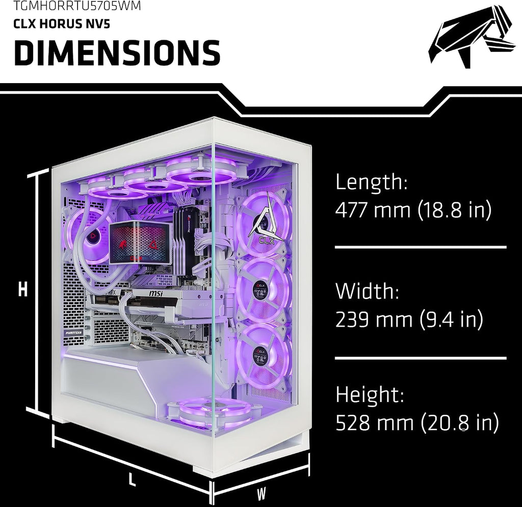 CLX Horus Gaming PC - Intel Core Ultra 9 285K 3.7GHz, GeForce RTX 5080, 4TB NVMe M.2 SSD, 192GB DDR5 RGB Memory, 360mm AIO, WiFi, Windows 11 Home, White
