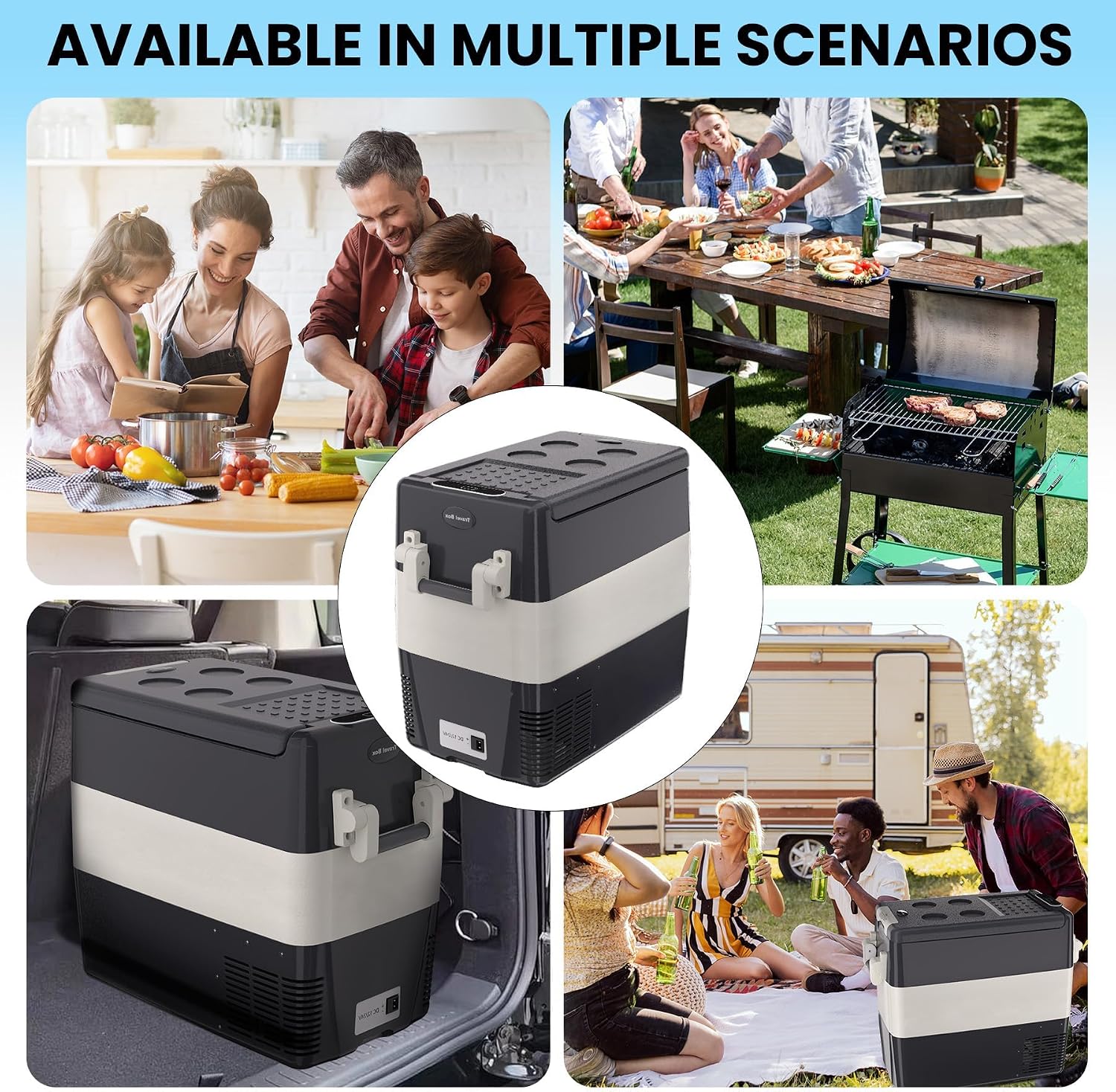12 Volt Refrigerator 12V Car Fridge 52QT(50L) Portable Freezer Compressor Cooler 12/24V DC 110~240 Volt AC for Truck Van RV Camper SUV Travel Camping Road Trips Tailgating -8℉~50℉