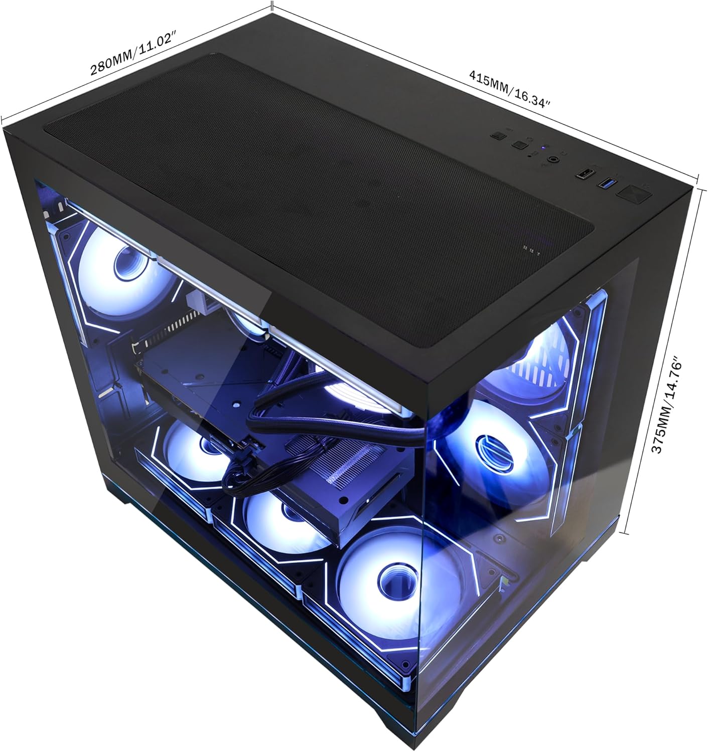 Ocean Park Gaming PC Desktop -AMD Ryzen 5 9600X 6-Core 3.9GHz -GeForce RTX 5060 8GB -32GB DDR5 RAM -1TB PCIe SSD -850W PSU -360mm AIO & APP RGB Fan Control -WiFi & BT -Windows 11 -Black