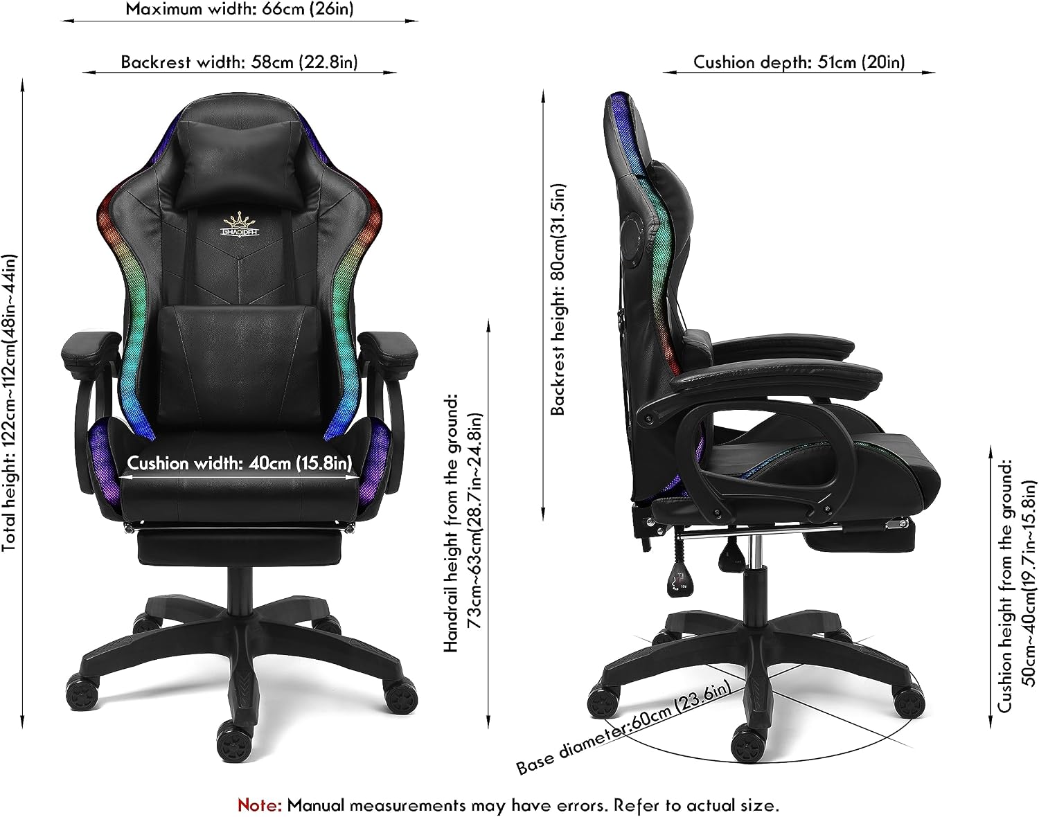 Enhance Your Gaming Experience with Our Ergonomic Reclining Gaming Chair with RGB LED Lights, Massage and Dual Speakers - Perfect for Adults, Teens and Kids! (Pink + White)
