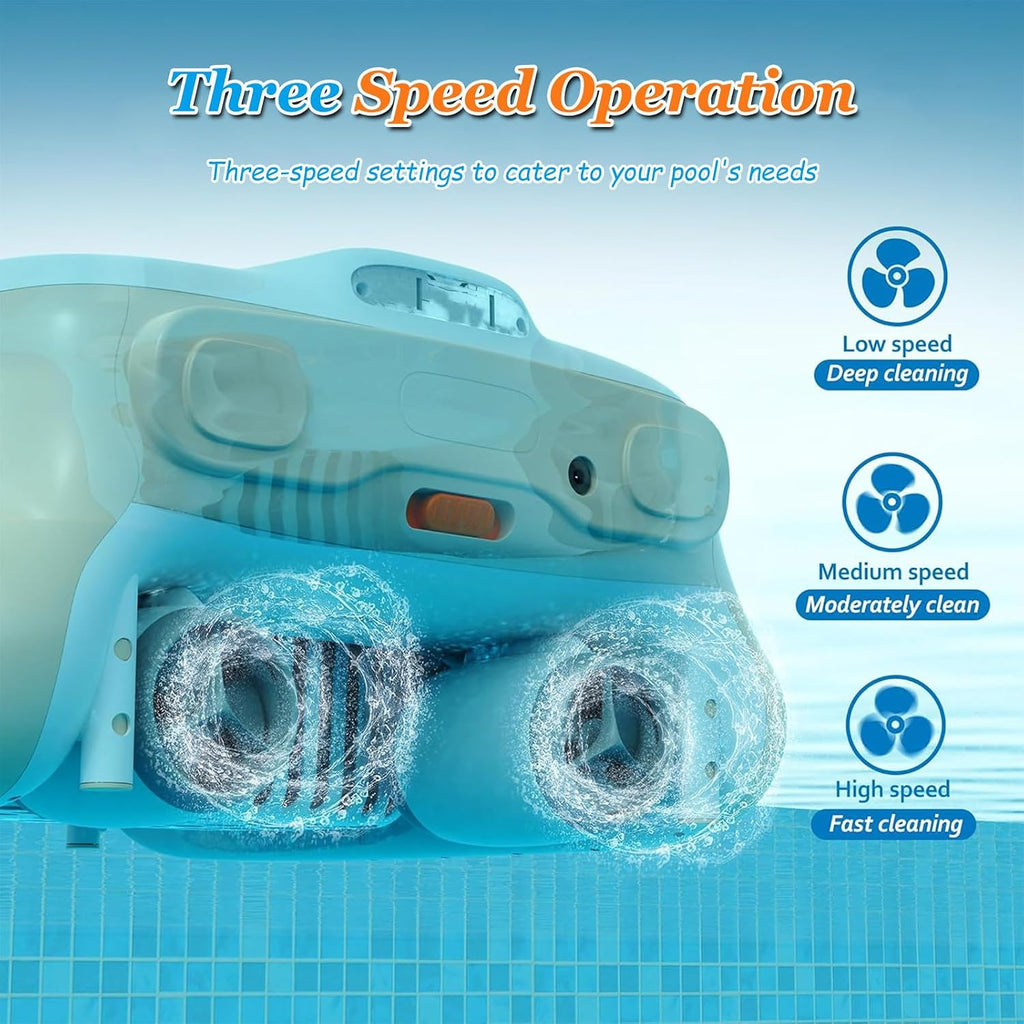 Pool Robot, Cordless Pool with Cleaning Power Supply, 6H Autonomy for Above Ground Pools 2000sq.ft, Double Filtration, Automatic Parking