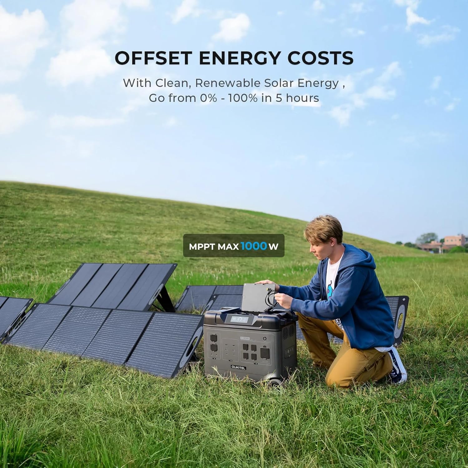 OUKITEL Portable Power Station P5000 Pro, 5120Wh Large Capacity Solar Generator, 5x3600W AC Output(6000W Surge), 2.8H Fully Charged, 1000W MPPT Solar for Emergency, Home Backup, RV, Camping