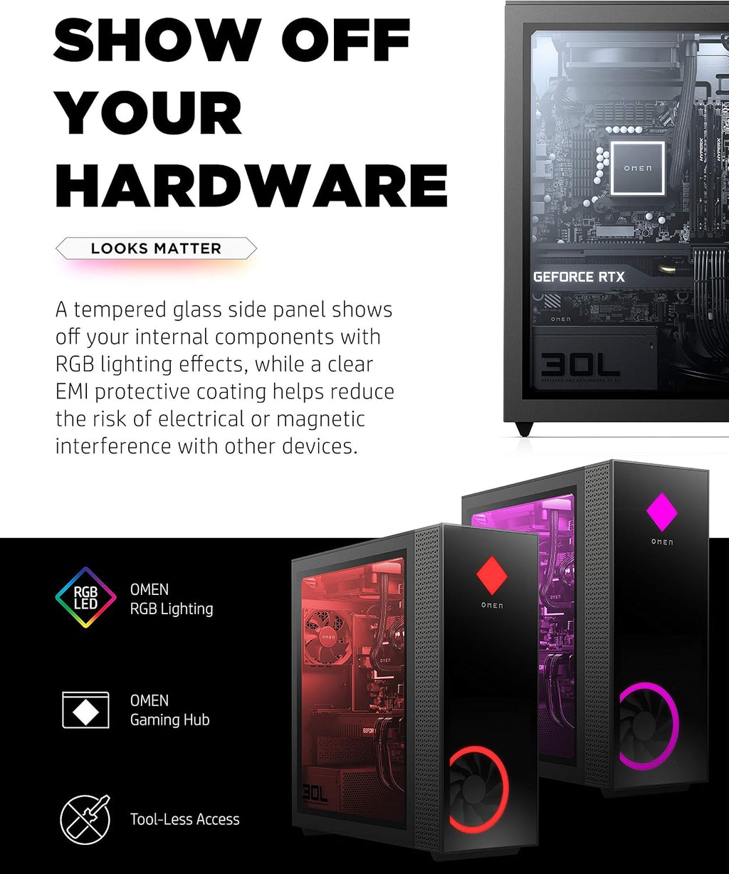OMEN 30L Gaming Desktop PC, NVIDIA GeForce RTX 3070 Graphics Card, 10th Generation Intel Core i7-10700KF Processor, 16 GB RAM, 1 TB SSD, Windows 10 Home (GT13-0070, 2020), Shadow Black